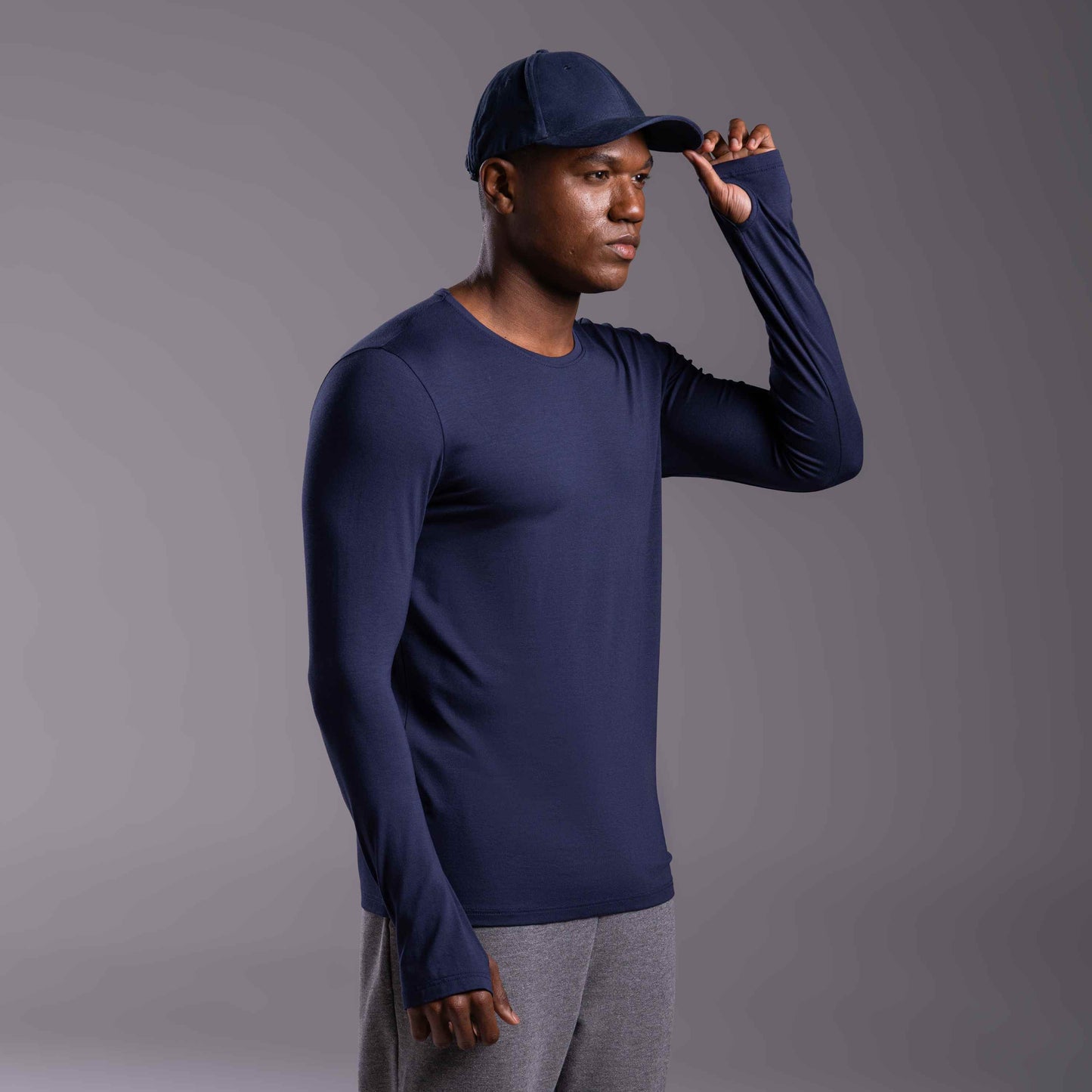 Tech T-Shirt Modal Manga Longa - Azul Marinho