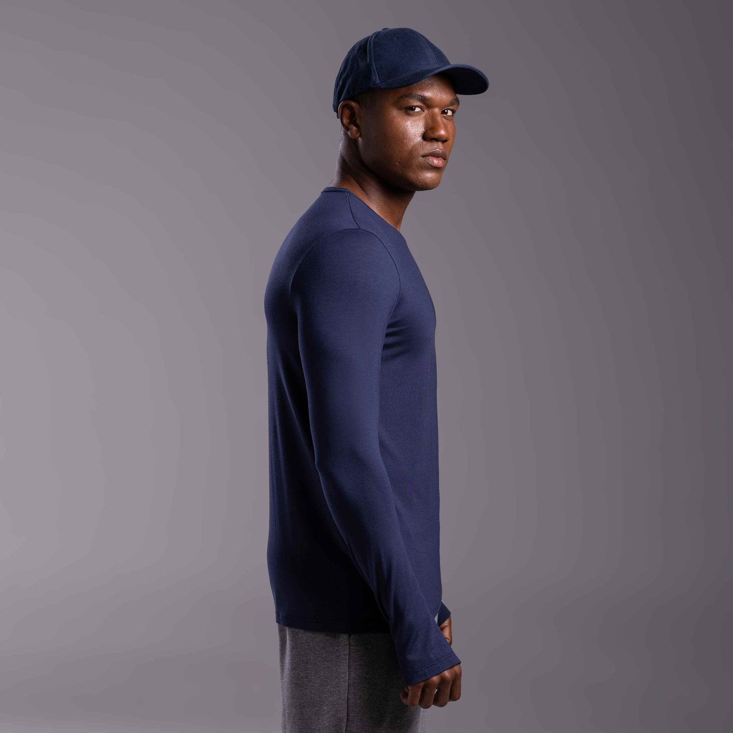 Tech T-Shirt Modal Manga Longa - Azul Marinho