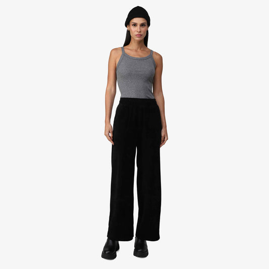 Calça Wide Cotelê Feminina - Preto
