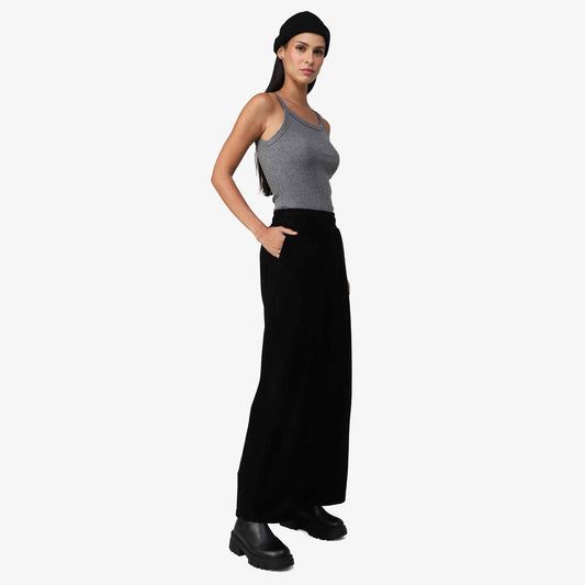 Calça Wide Cotelê Feminina - Preto