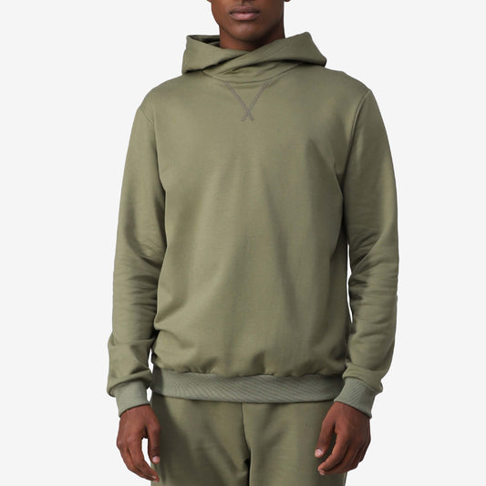 Blusão Tech Impermeável Moletom Flanelado Capuz Transpasse Masculino - Verde Militar