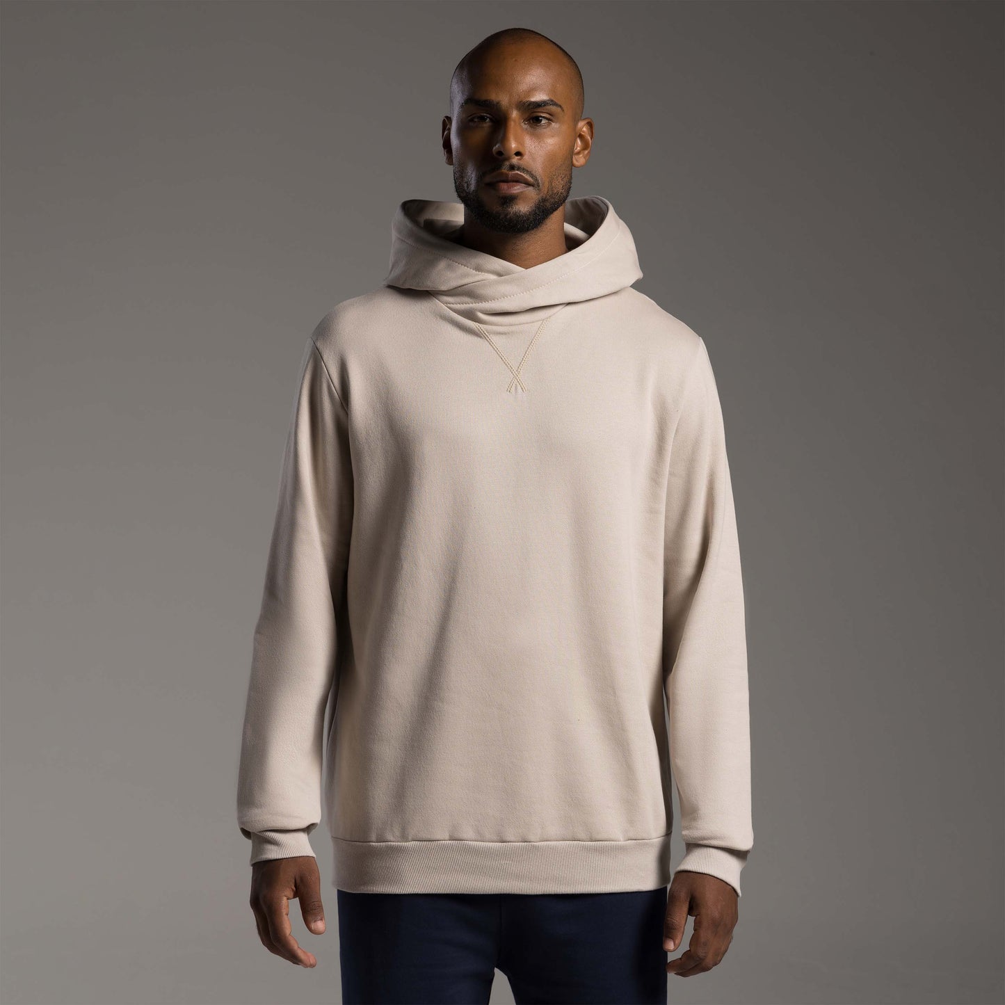 Blusão Tech Impermeável Moletom Flanelado Capuz Transpasse Masculino - Bege Aveia