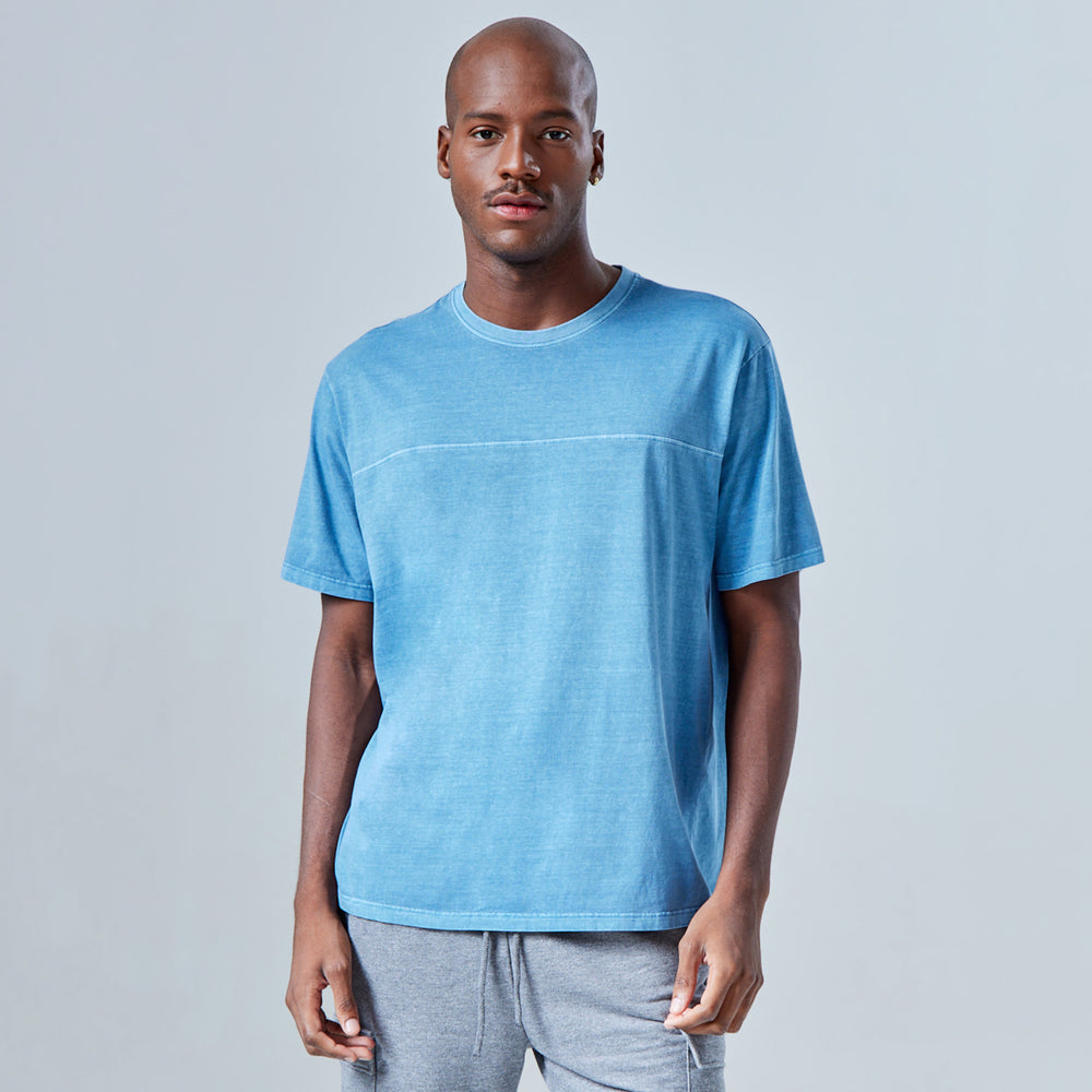 T-Shirt Stone Oversized Masculina - Azul Aviador