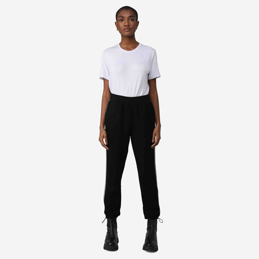 Calça Jogger Tech Moletom Impermeável Listra - Preto