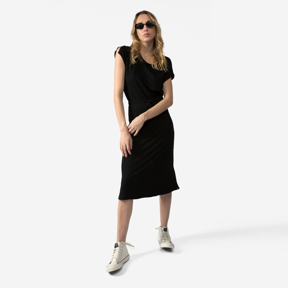 Blusa Detalhe Manga Viscose Feminina - Preto