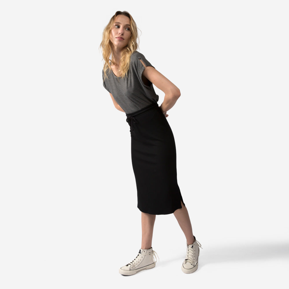 Blusa Detalhe Manga Viscose Feminina - Mescla Escuro