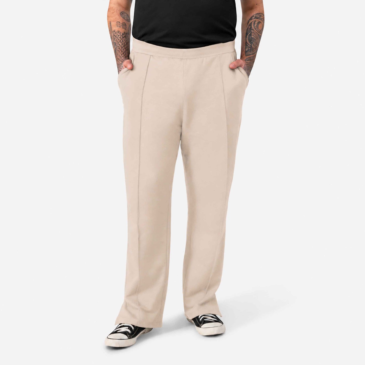 Calça Friso Tech NoLiquid Moletom Flanelado Plus Masculina - Bege Aveia