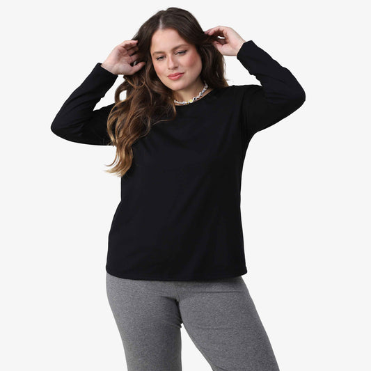 Tech T-Shirt Anti Odor Slim Manga Longa Plus Feminina - Preto