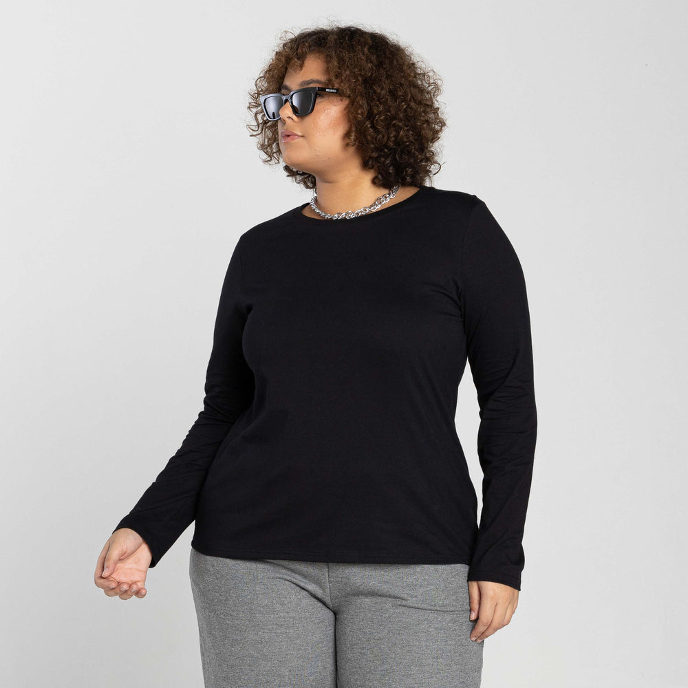 Tech T-Shirt UV Manga Longa Plus Feminina - Preto