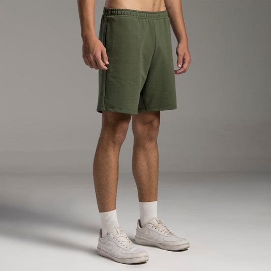 Bermuda Moletom Tech Impermeável Zíper Masculina - Verde Figo
