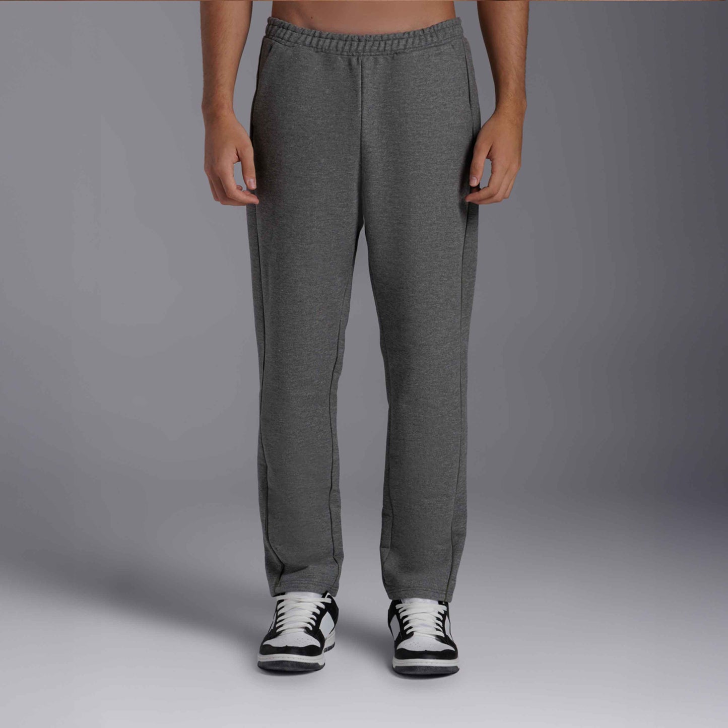 Calça Reta Moletom Tech NoLiquid Contraste - Mescla Escuro