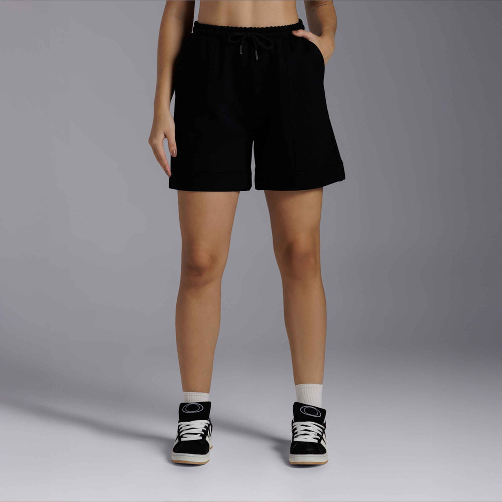 Shorts Moletom Tech NoLiquid Friso Feminino - Preto