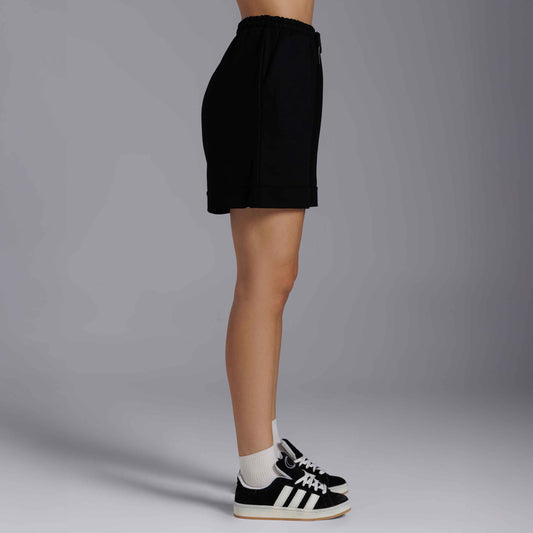 Shorts Moletom Tech NoLiquid Friso Feminino - Preto