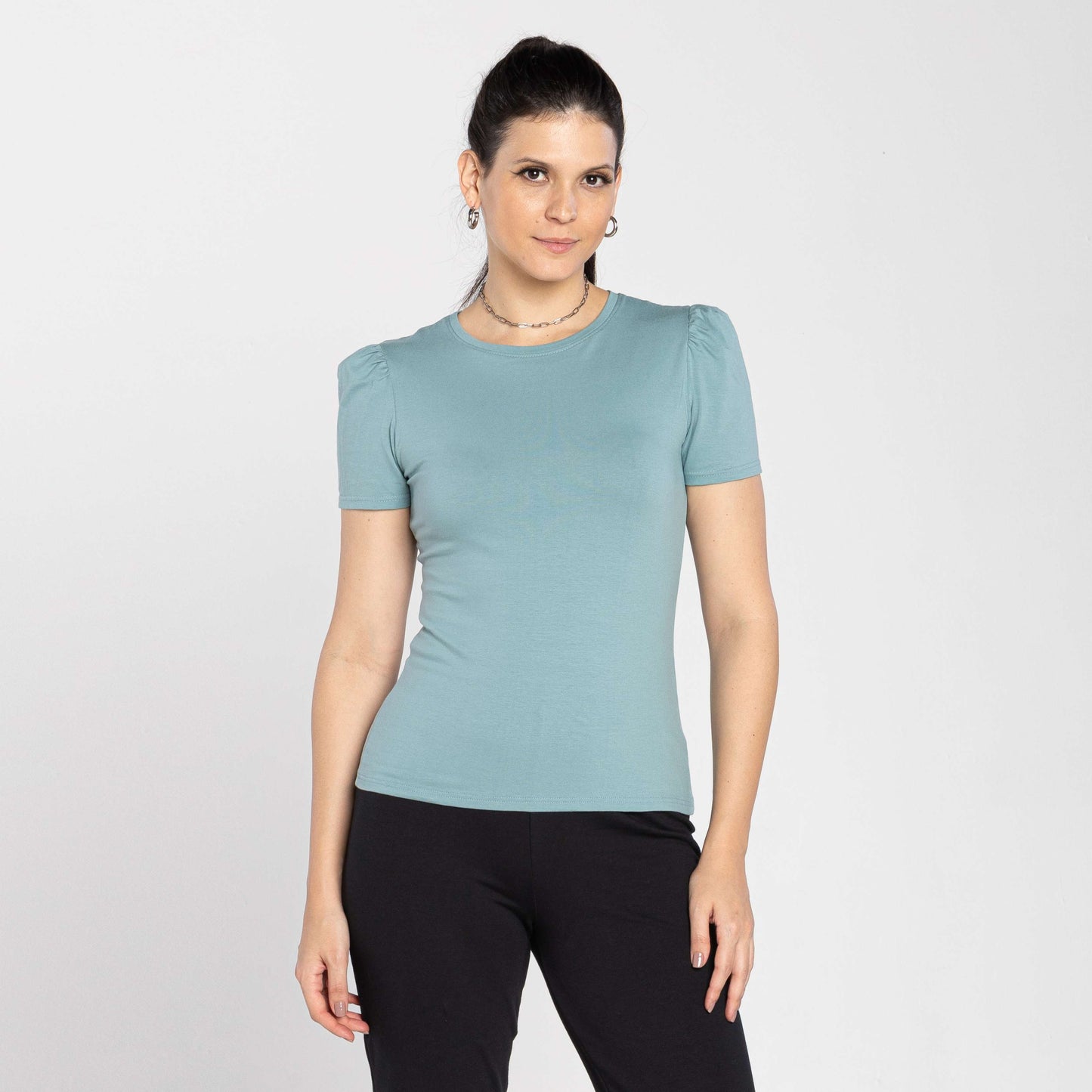 Camiseta Comfort Manga Bufante - Verde Hortelã