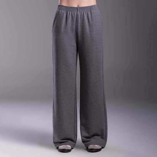 Calça Wide Moletom Tech Impermeável - Mescla Escuro