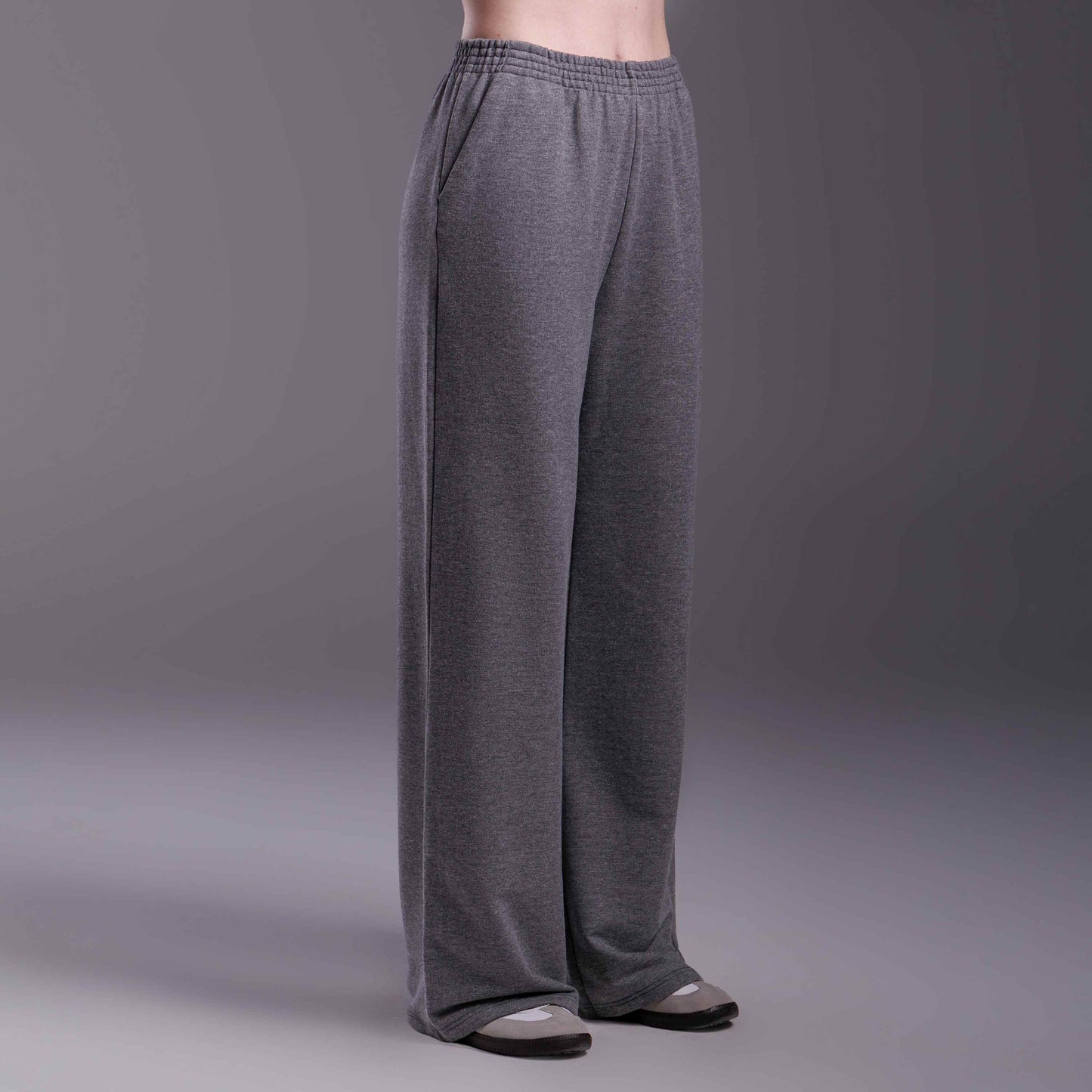 Calça Wide Moletom Tech Impermeável - Mescla Escuro