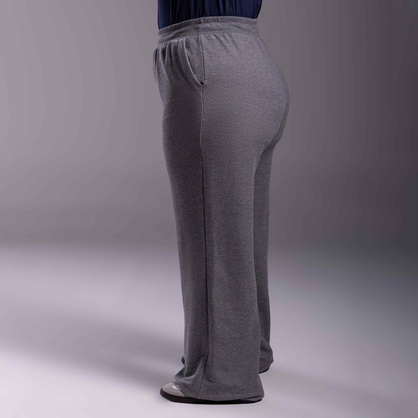 Calça Wide Moletom Tech Impermeável Plus - Mescla Escuro