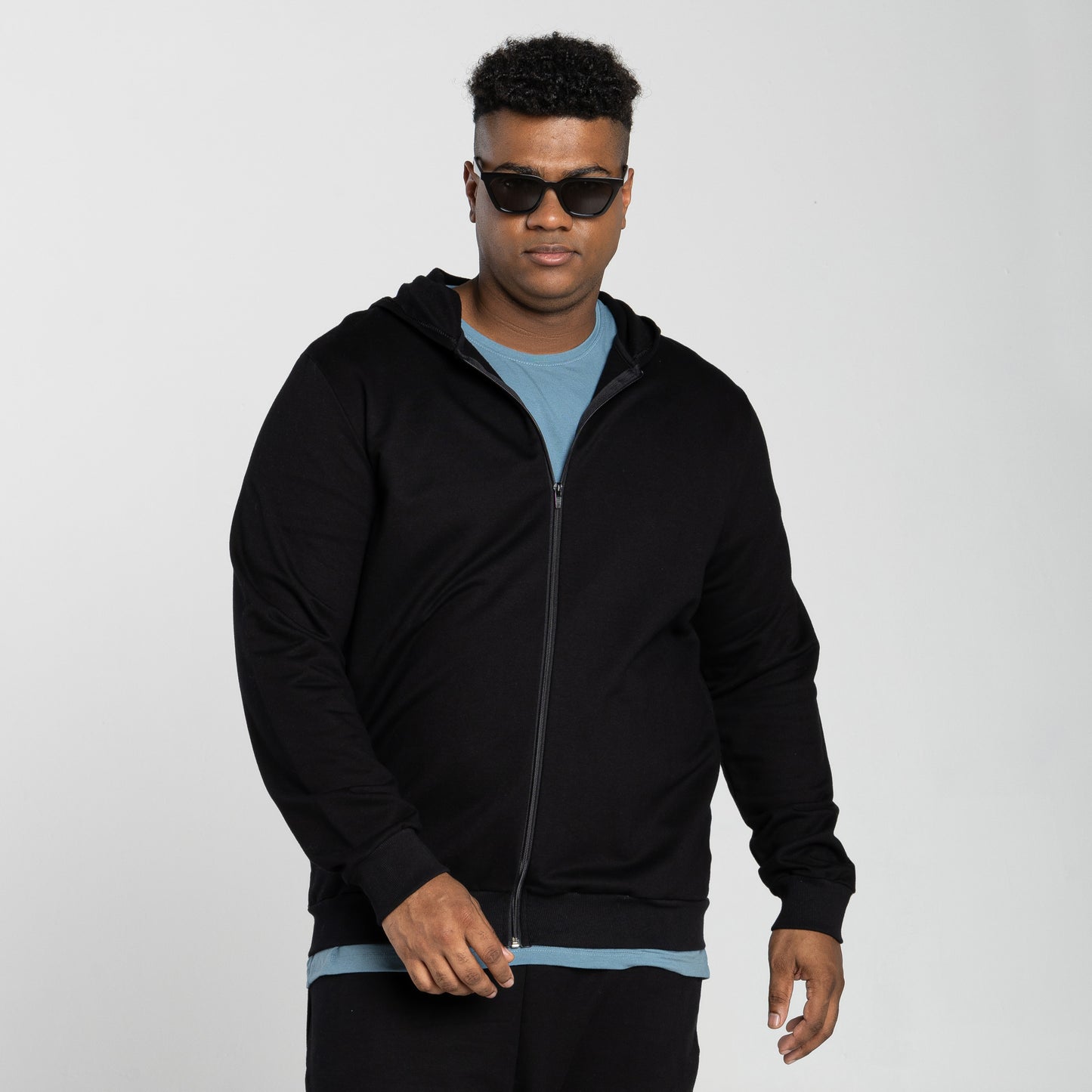 Jaqueta Moletom Tech Impermeável Capuz Plus Masculina - Preto