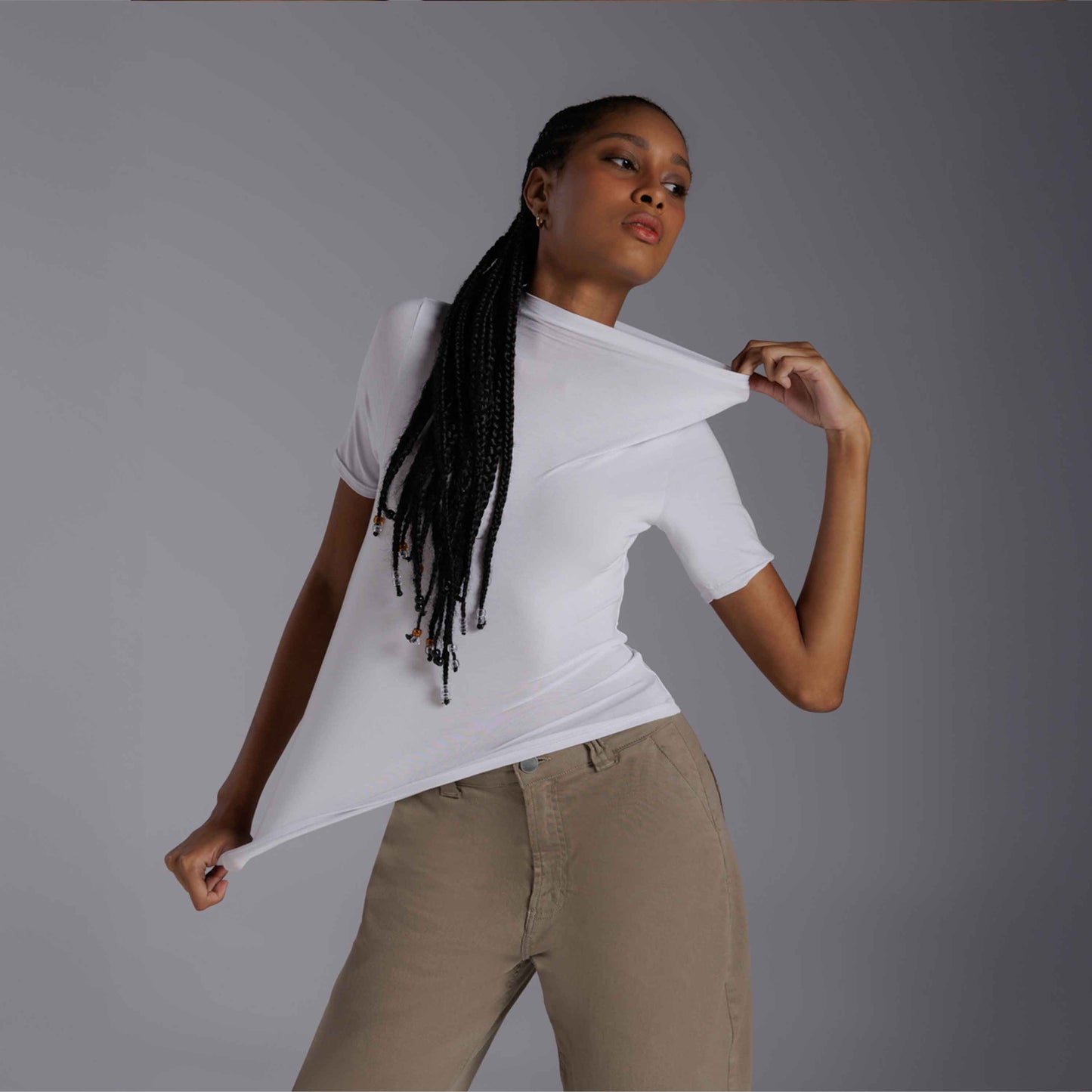 Tech T-Shirt Modal Gola Alta Feminina - Branco