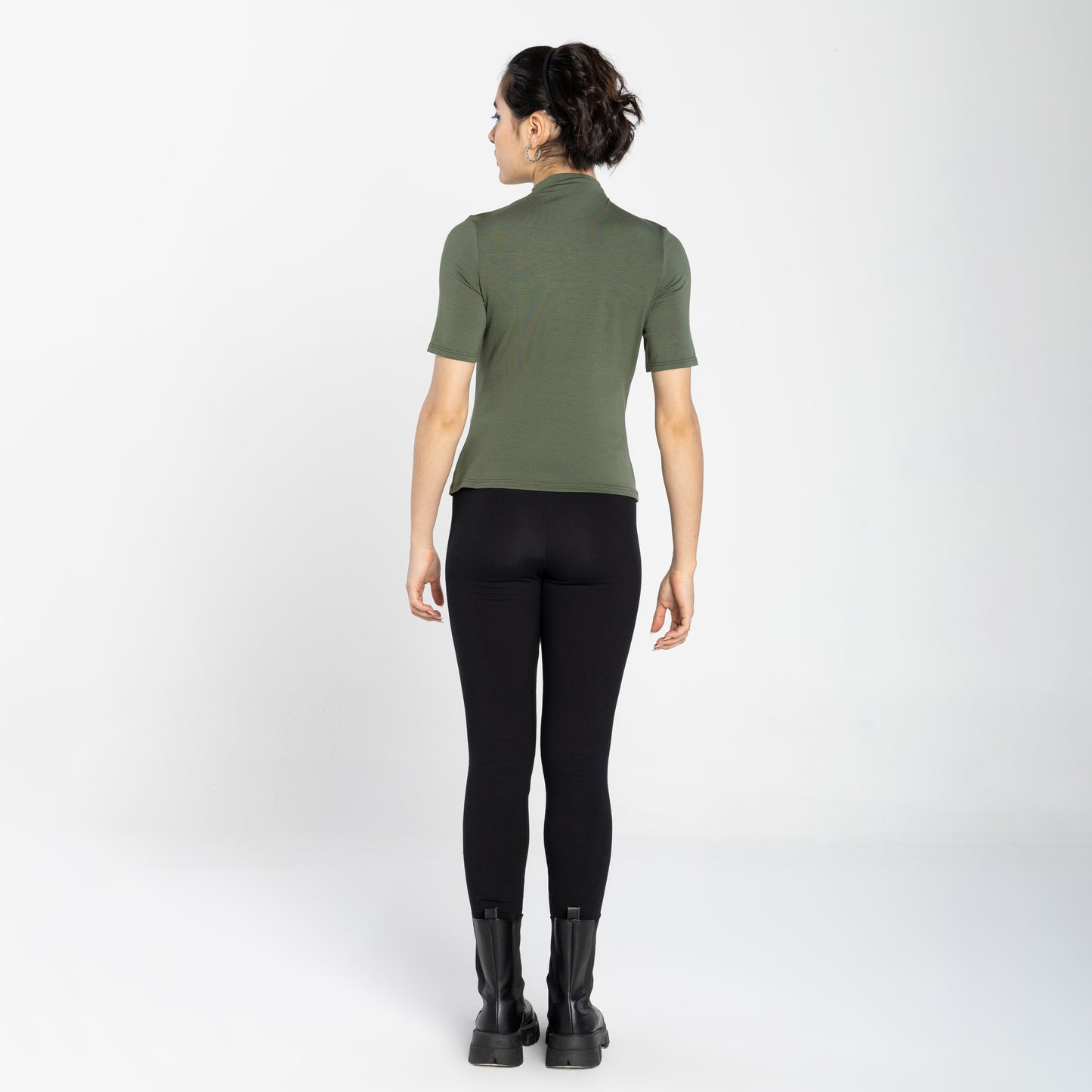 Tech T-Shirt Modal Gola Alta Feminina - Verde Figo