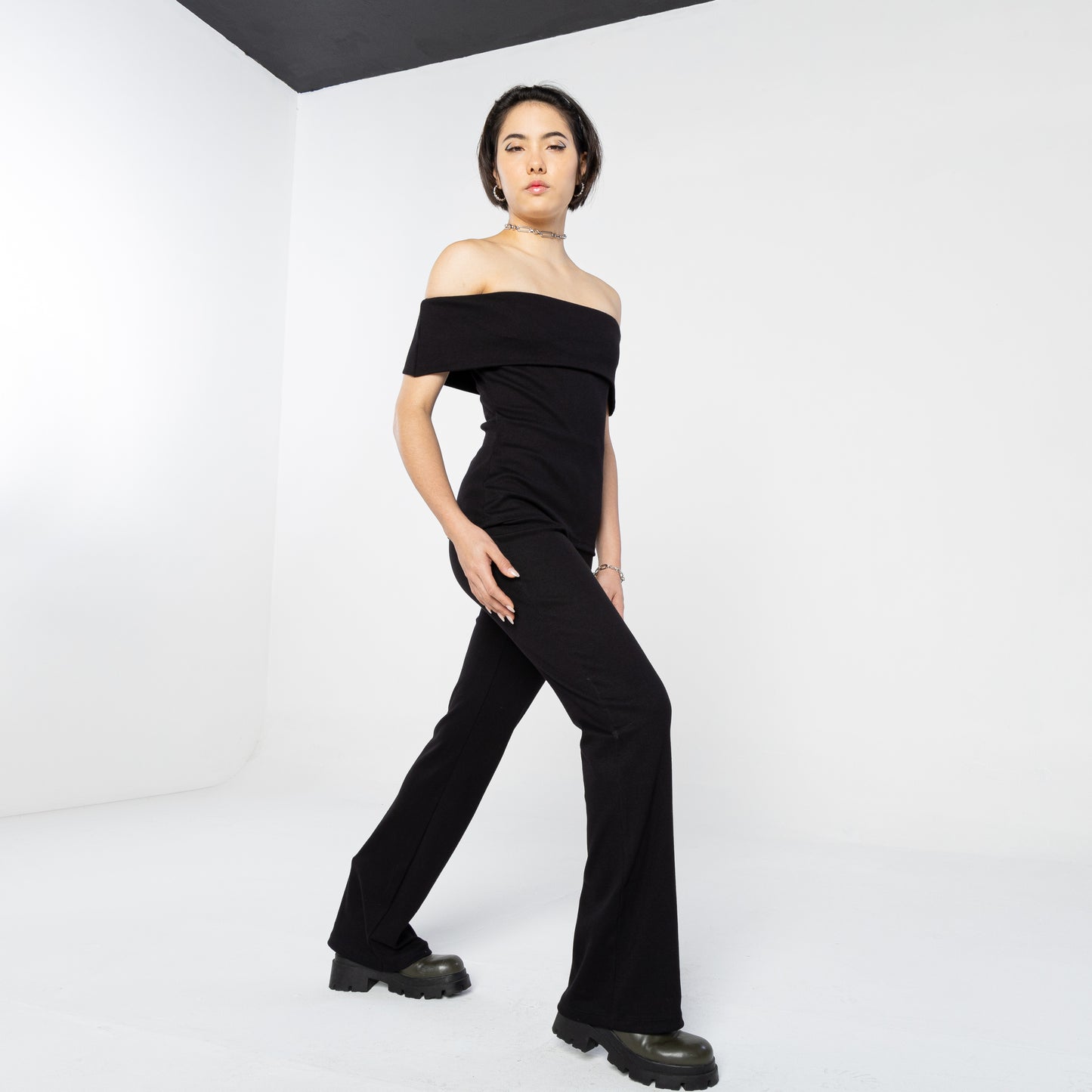 Blusa Ombro A Ombro Ribana Tech Anti odor - Preto