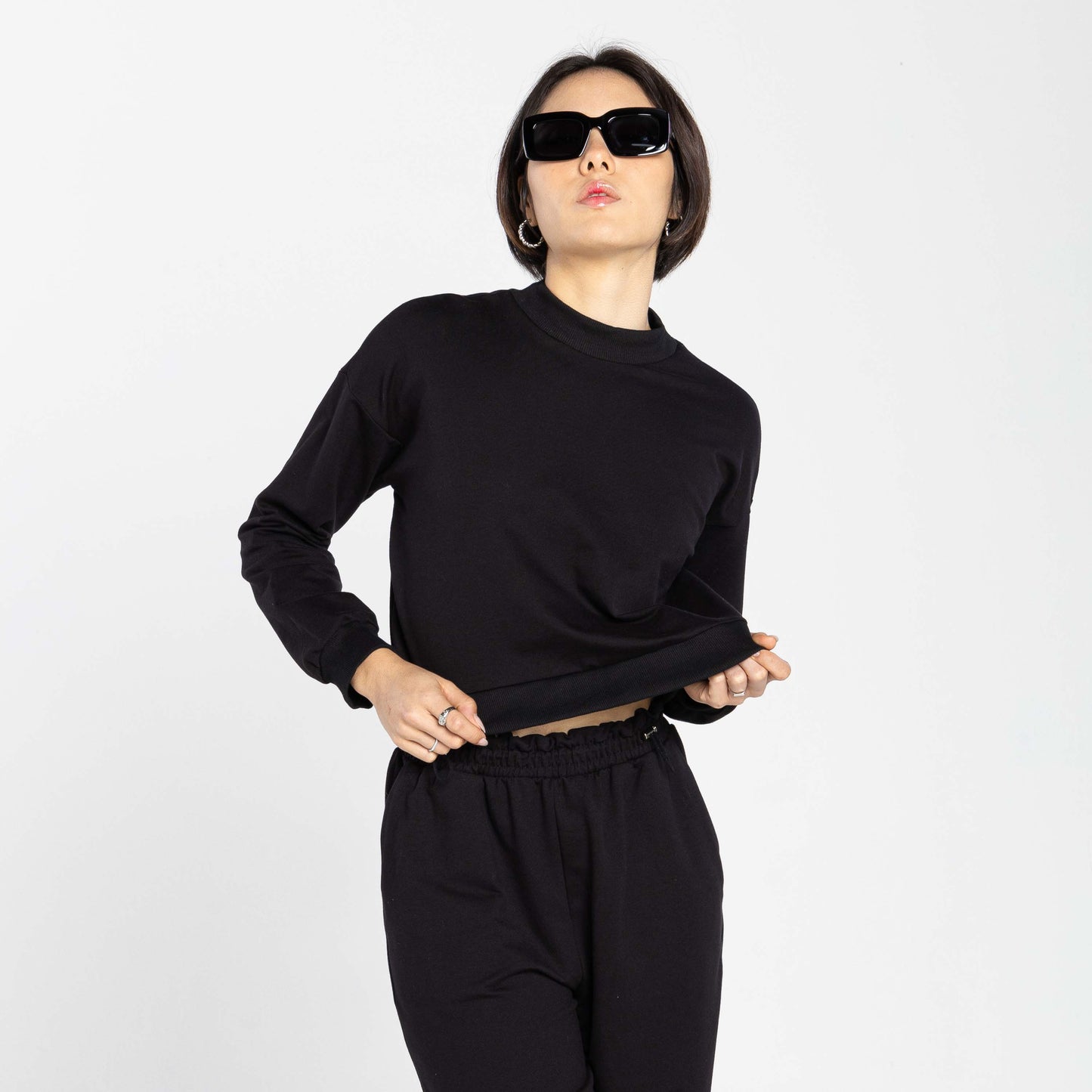 Blusão Cropped Tech Impermeável Feminino - Preto