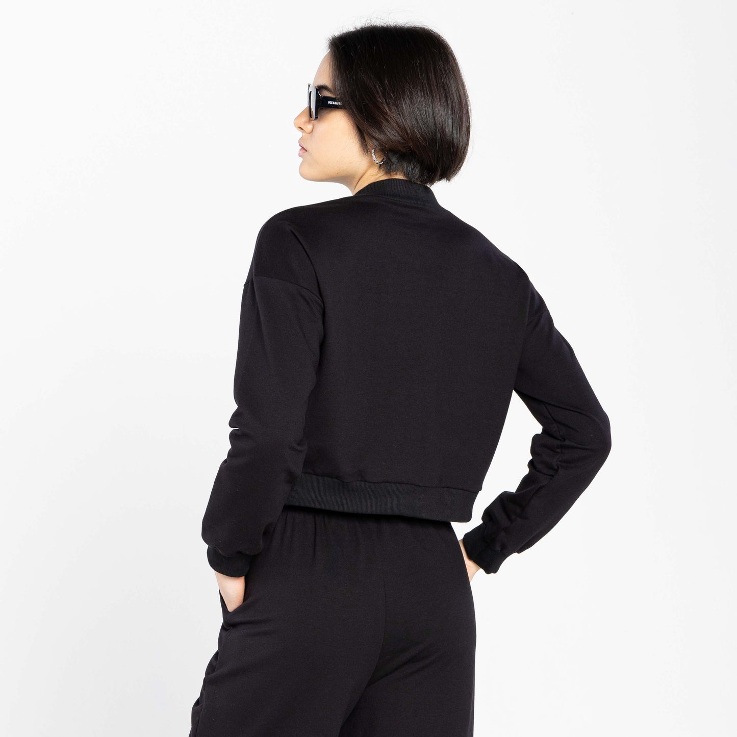 Blusão Cropped Tech Impermeável Feminino - Preto