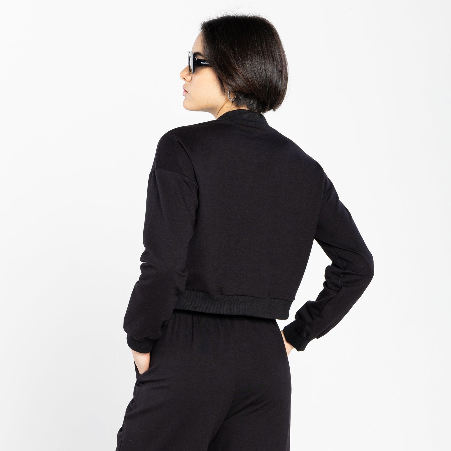 Blusão Cropped Tech Impermeável Feminino - Preto