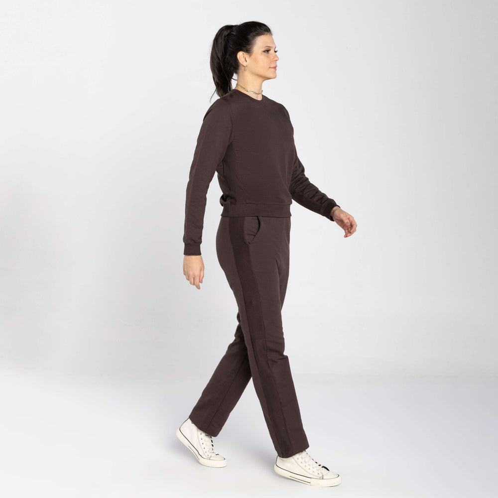 Blusão Tech Impermeável Moletom Flanelado Recorte Feminino - Marrom