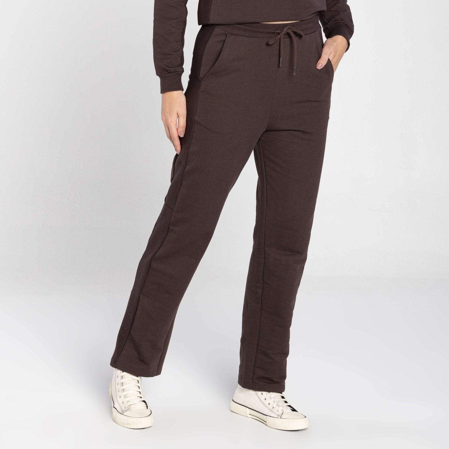 Calça Tech Impermeável Moletom Flanelado Recorte Feminina - Marrom
