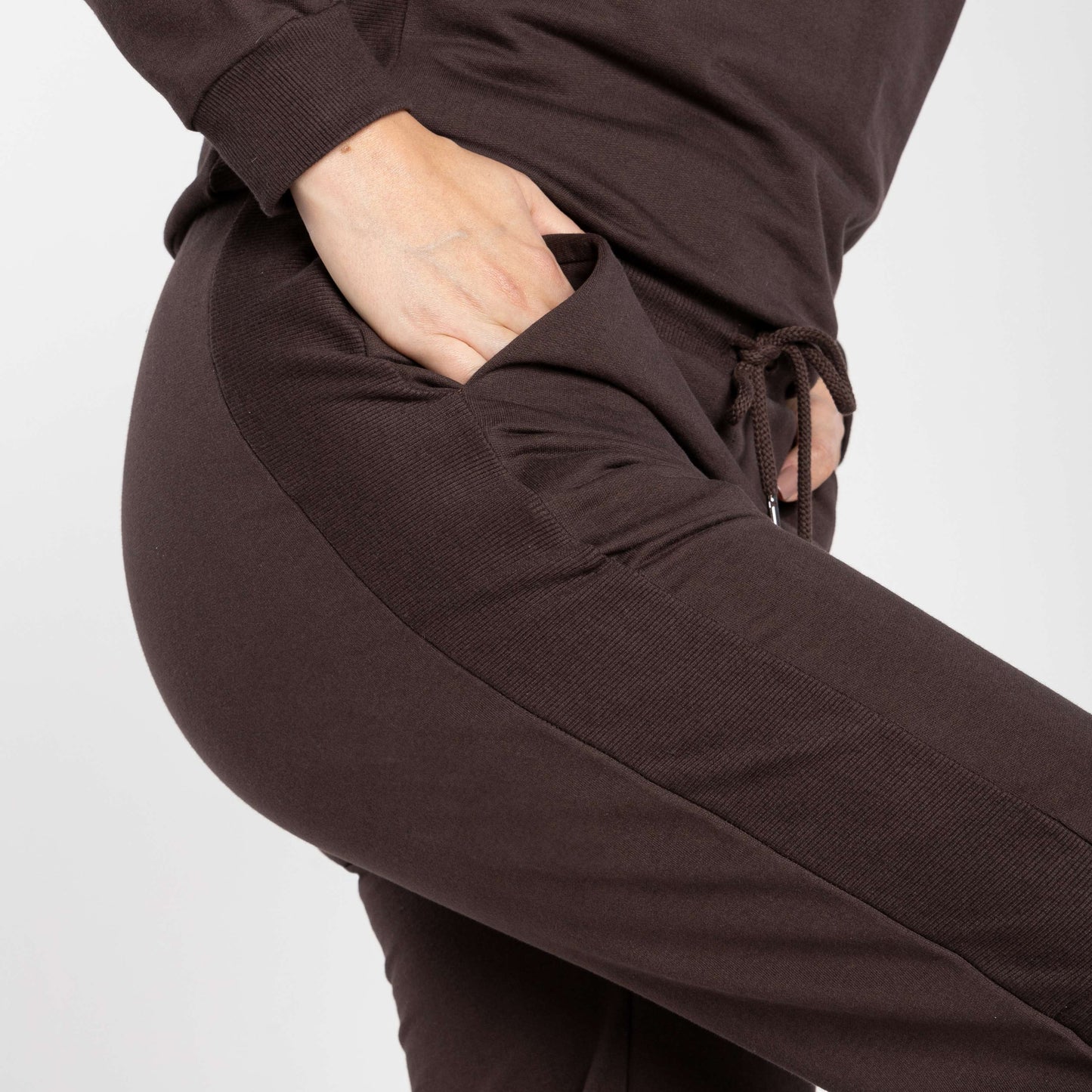 Calça Tech Impermeável Moletom Flanelado Recorte Feminina - Marrom