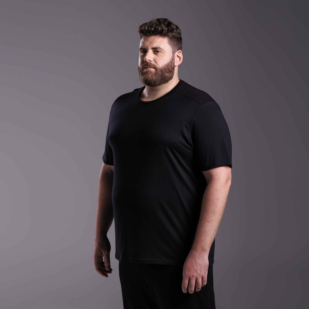 Tech T-Shirt Anti Odor Recorte Ombro Plus Masculina - Preto