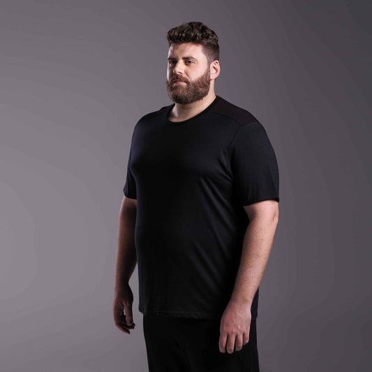 Tech T-Shirt Anti Odor Recorte Ombro Plus Masculina - Preto