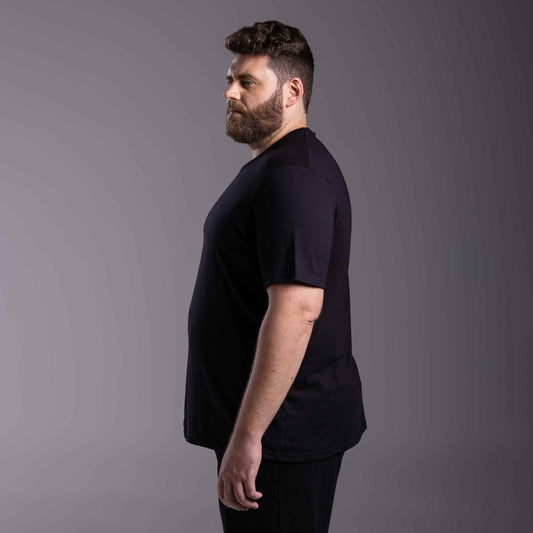 Tech T-Shirt Anti Odor Recorte Ombro Plus Masculina - Preto
