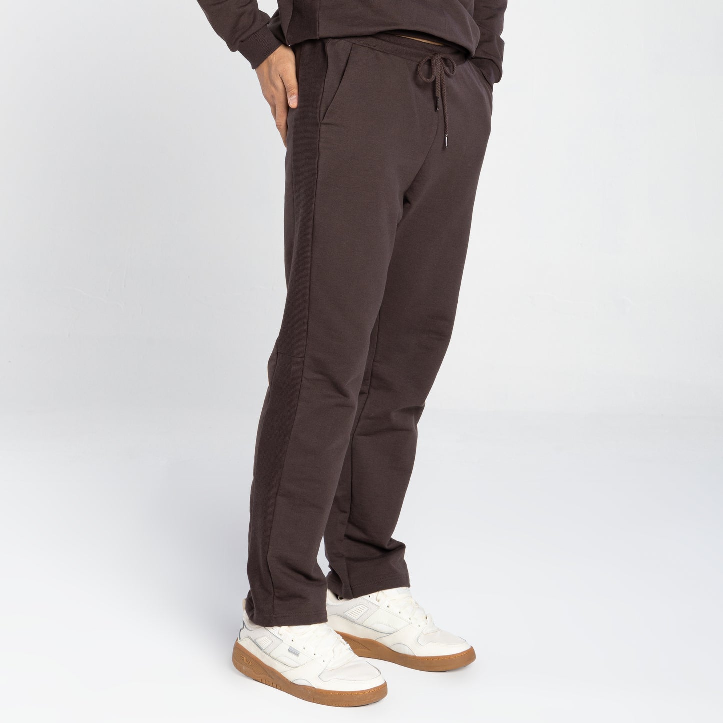 Calça Tech Impermeável Moletom Flanelado Recorte - Marrom