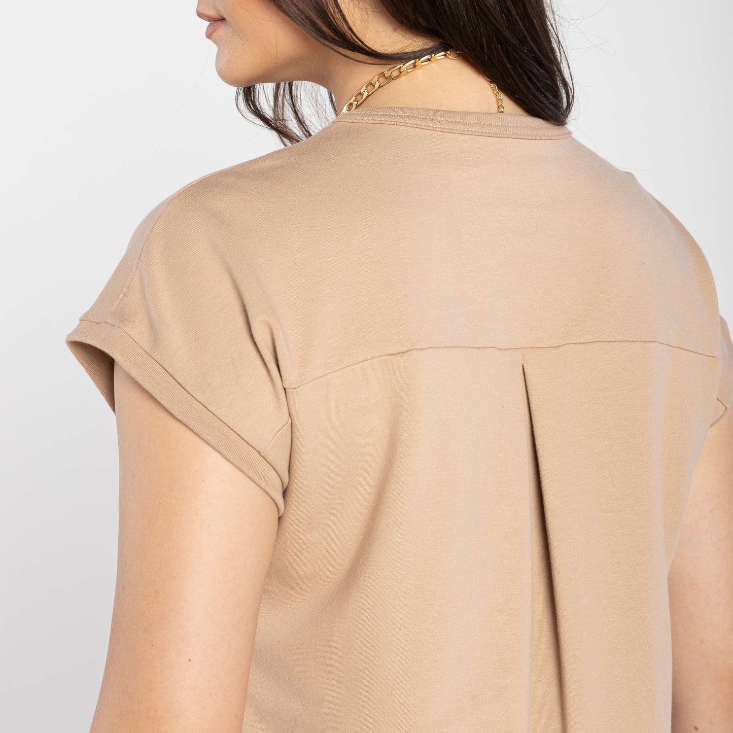 Tech T-Shirt Boxy Comfort Impermeável Feminina - Bege Camel