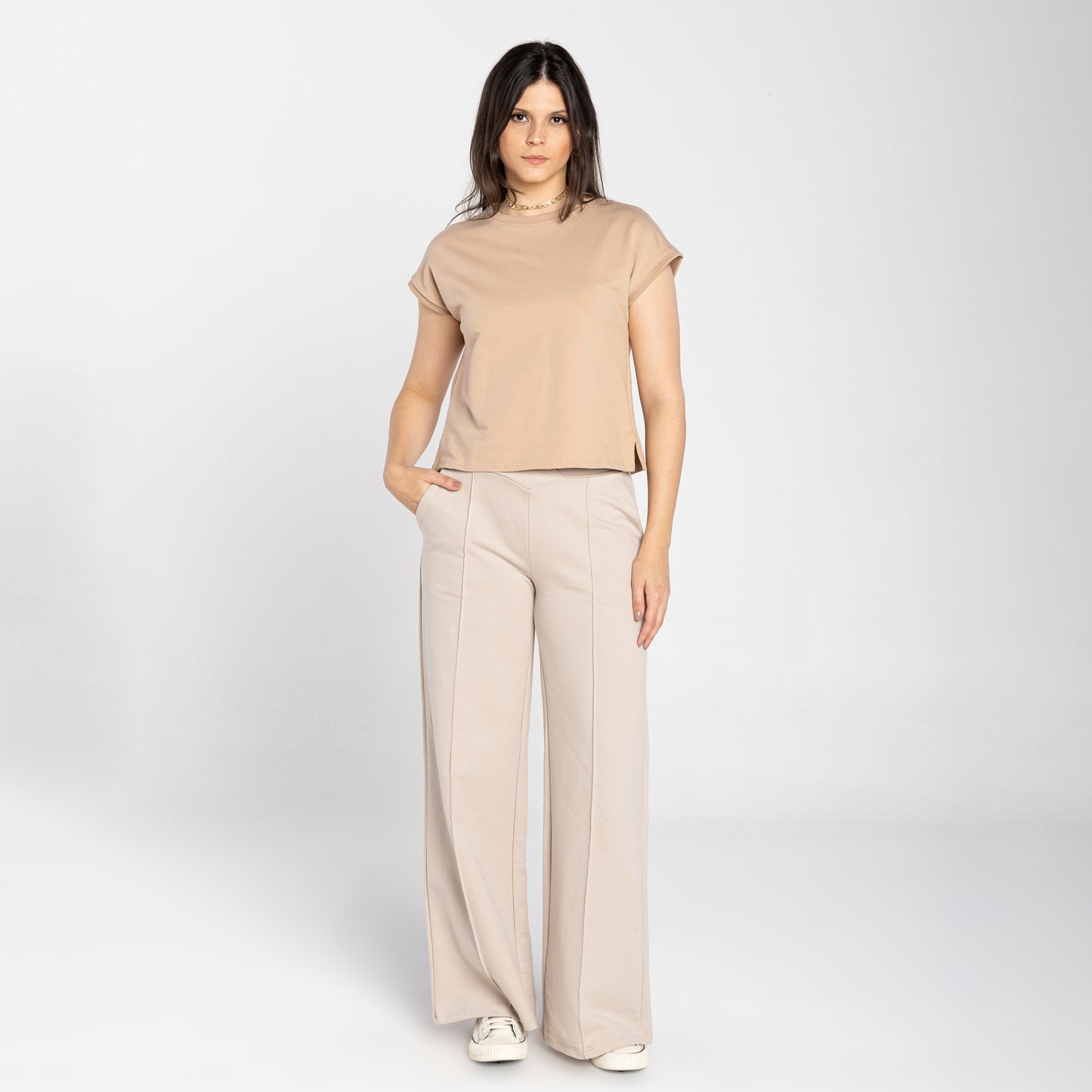 Tech T-Shirt Boxy Comfort Impermeável Feminina - Bege Camel