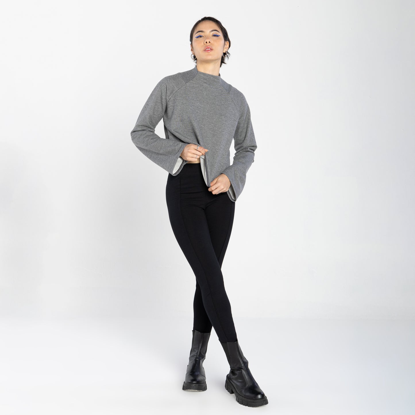 Blusão Moletom Tech Impermeável Raglan Feminino - Mescla Escuro