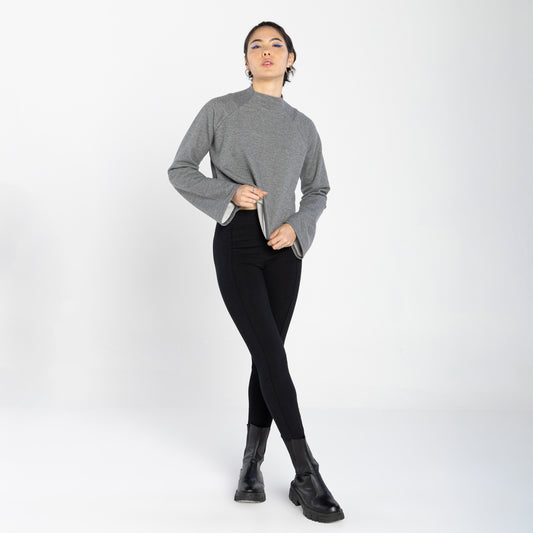 Blusão Moletom Tech NoLiquid Raglan Feminino - Mescla Escuro