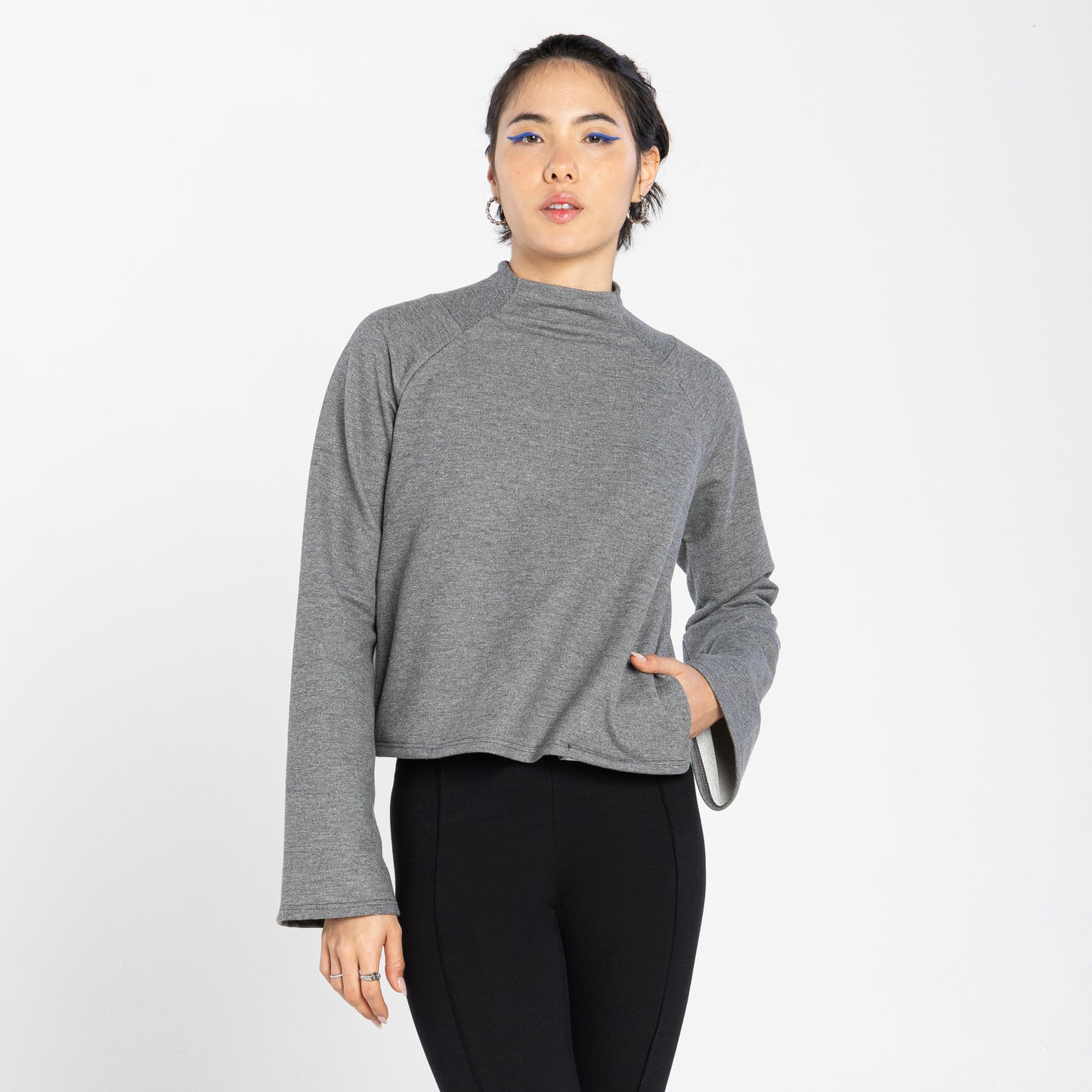 Blusão Moletom Tech Impermeável Raglan Feminino - Mescla Escuro