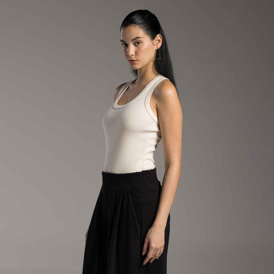 Regata Ribana Tech Anti Odor Gola U Feminina - Off Vanilla