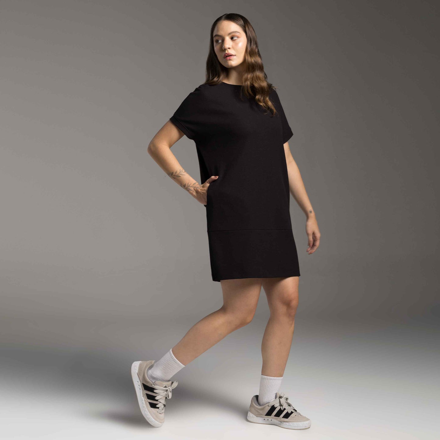 Vestido T- Shirt Dress Tech Waffle Anti Odor - Preto