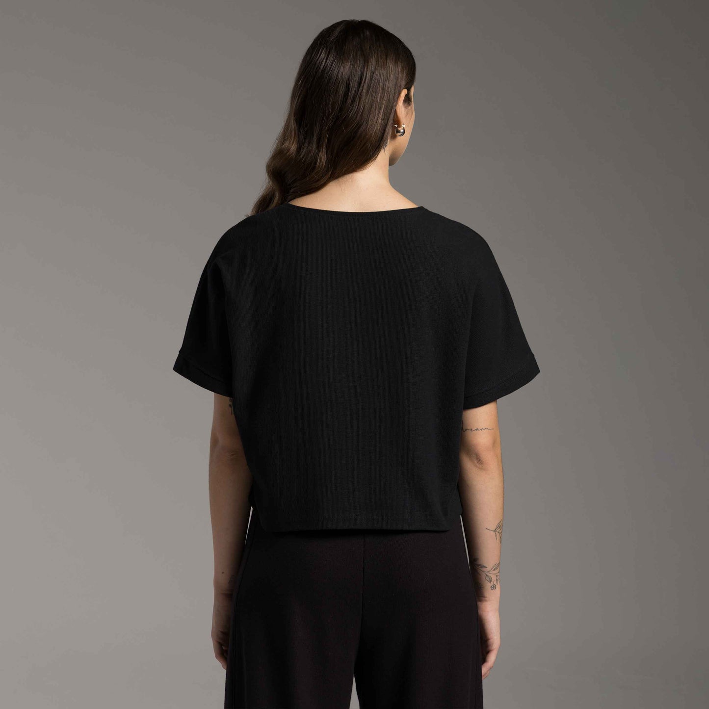 Blusa Tech Cropped Waffle Anti Odor Feminina - Preto