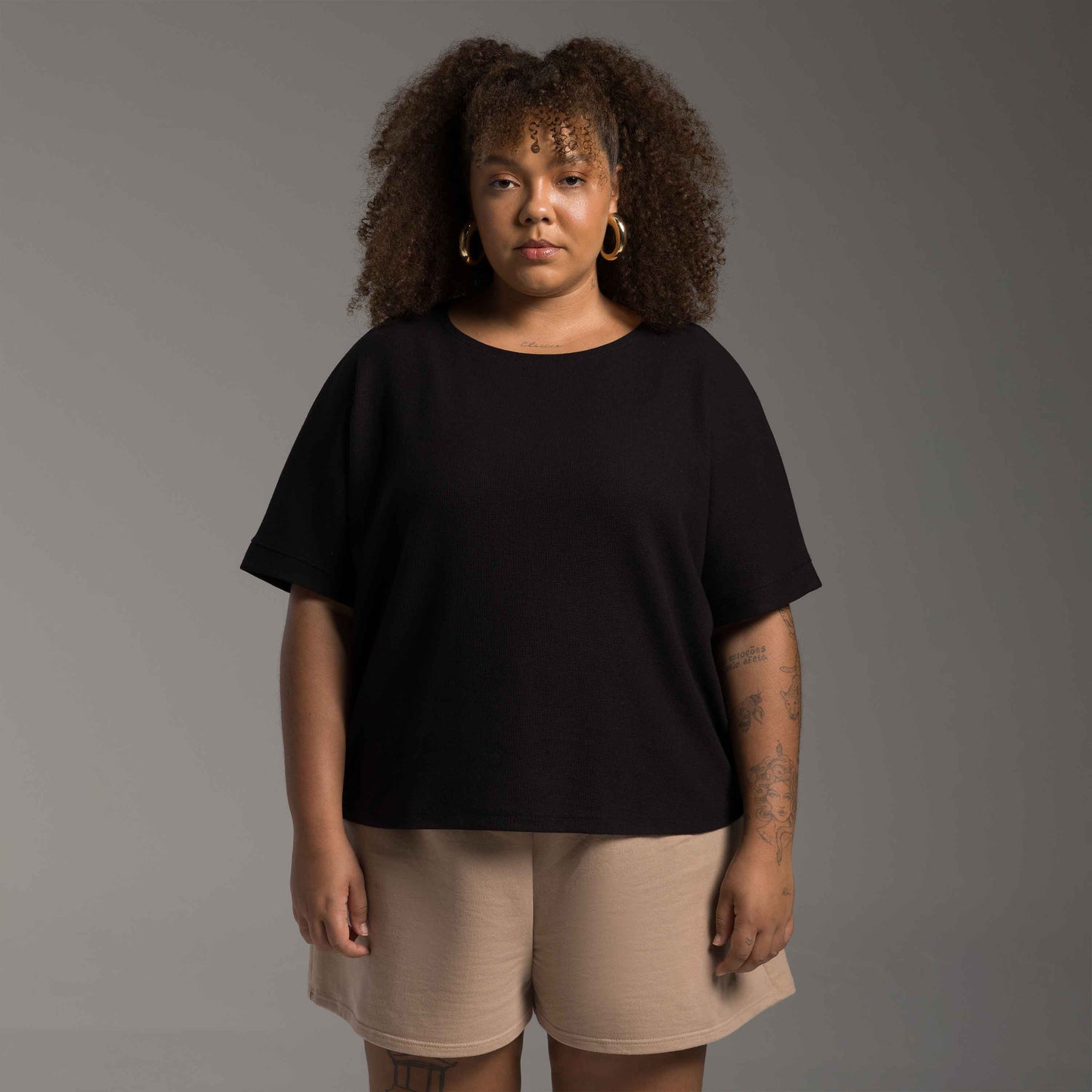 Blusa Tech Cropped Waffle Anti Odor Plus Feminina - Preto