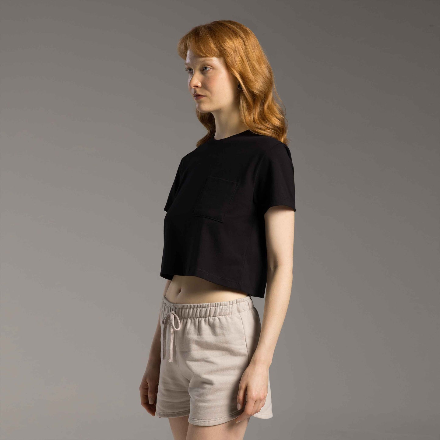 Tech T-Shirt Cropped Impermeável Bolso Feminina - Preto