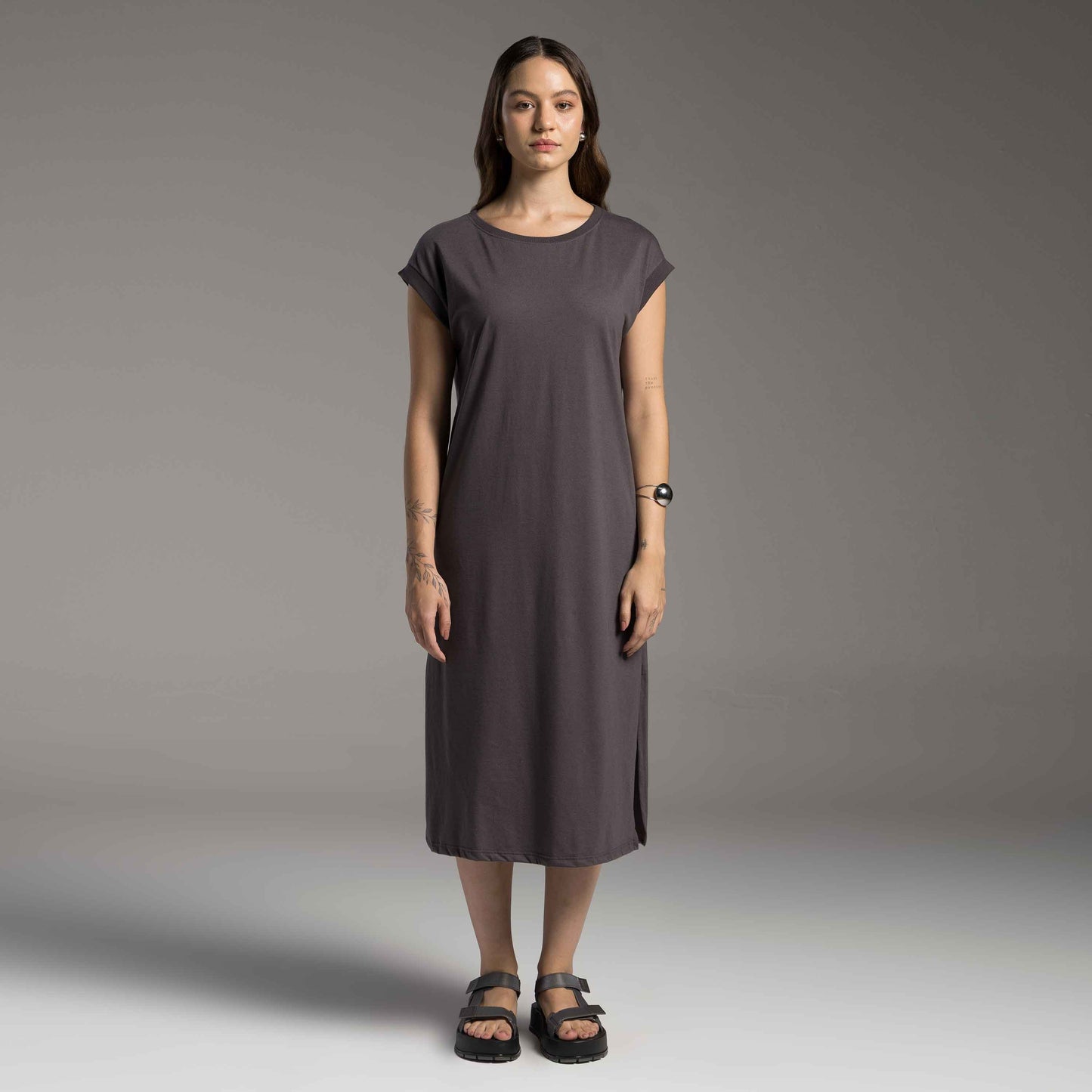 Vestido Midi Tech Air - Cinza Carvão