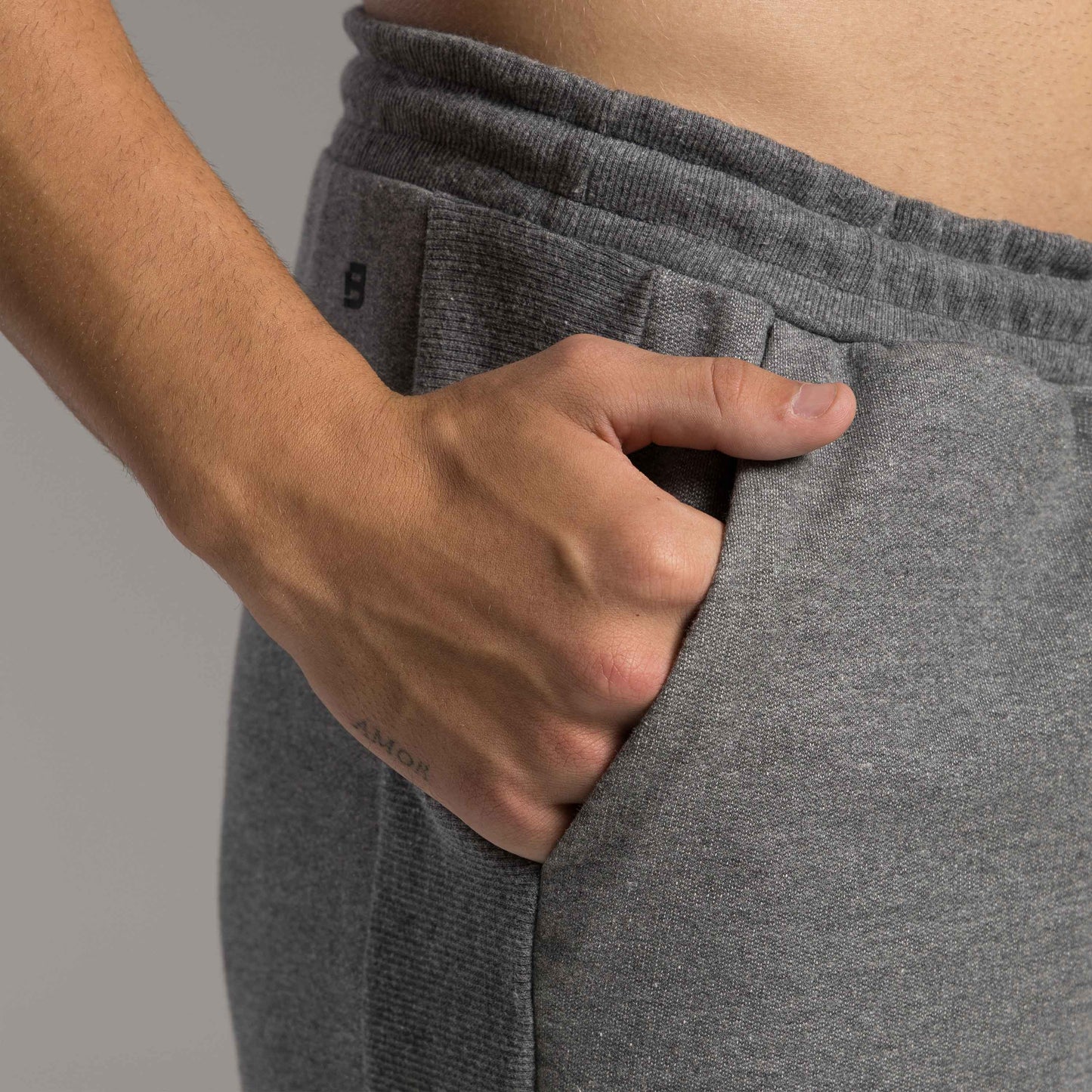 Calça Tech Impermeável Moletom Recorte - Mescla Escuro