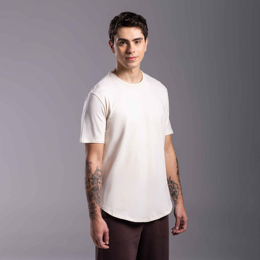 Tech T-Shirt Cotton Anti Odor Barra Arredondada Masculina - Off Vanilla