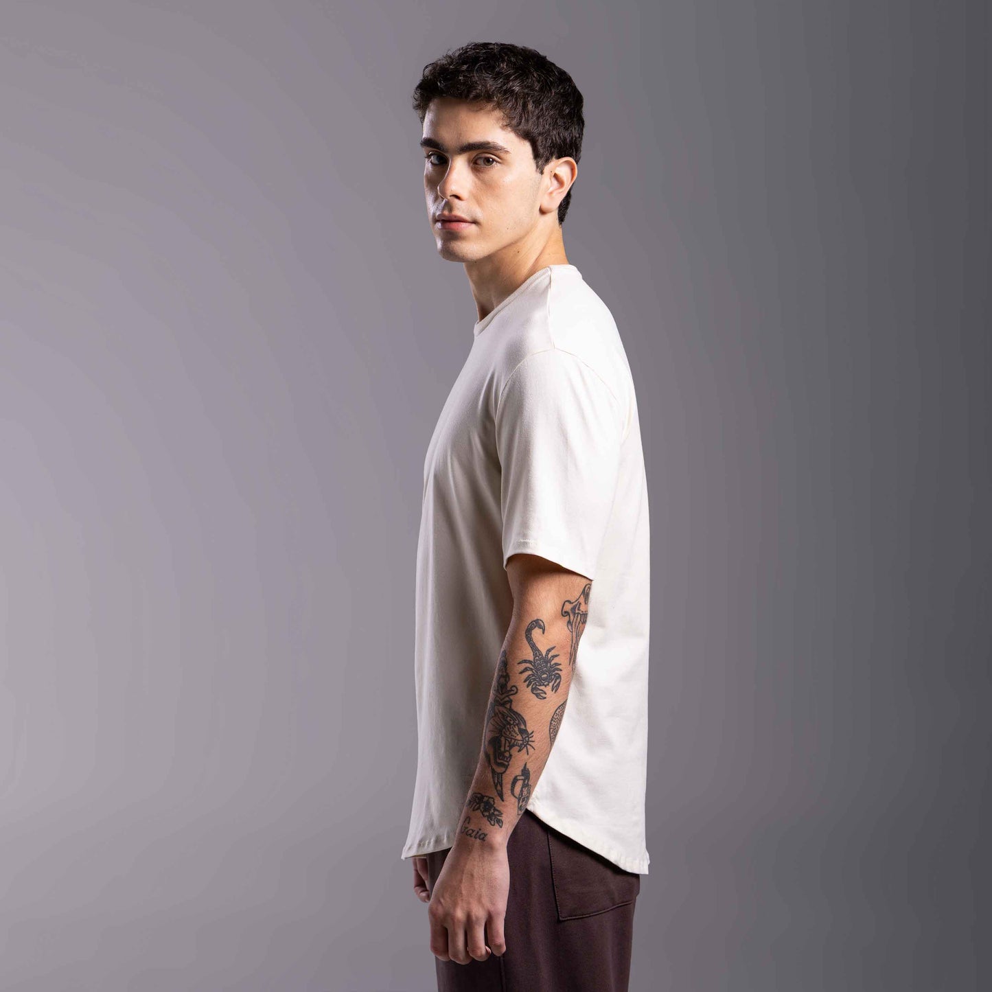 Tech T-Shirt Cotton Anti Odor Barra Arredondada Masculina - Off Vanilla