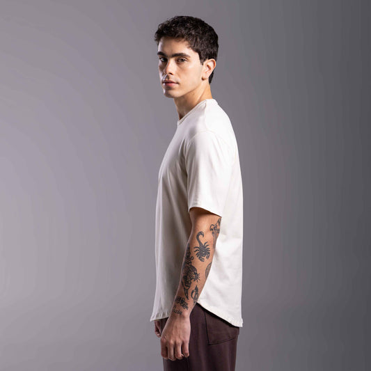 Tech T-Shirt Cotton Anti Odor Barra Arredondada Masculina - Off Vanilla